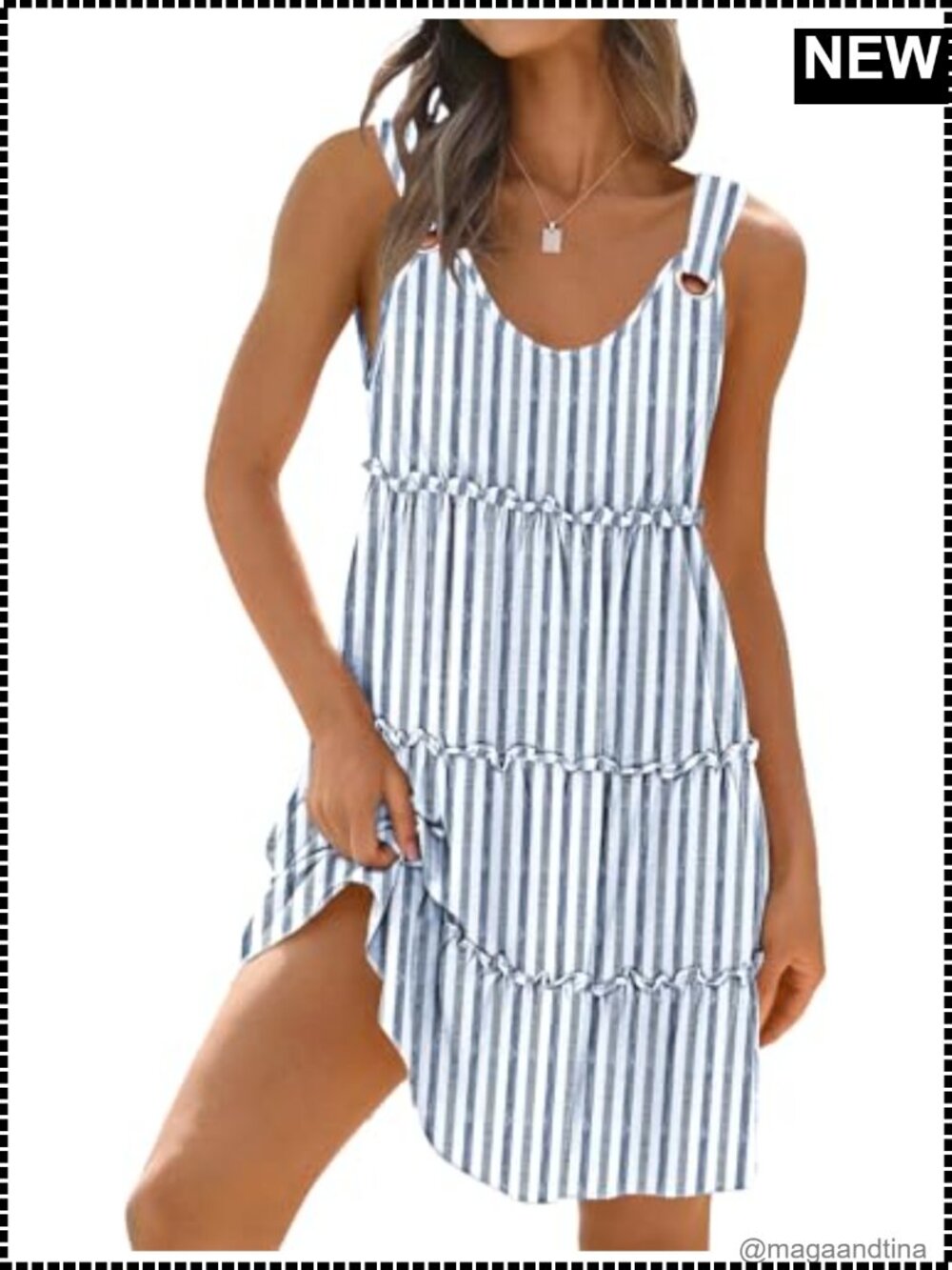 ETCYY Women's Sundress V-Neck Sleeveless Above Knee Polyester Spandex Summer